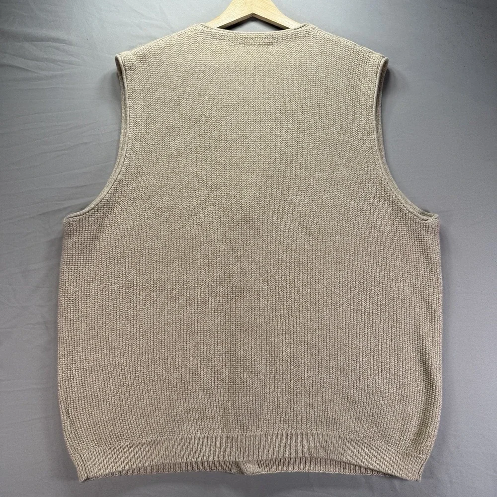 Eddie Bauer Knit Sweater Vest Mens Large Cotton Button Up Grandpa Cabin Cottage